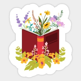 Flowers Growing From Book Sticker